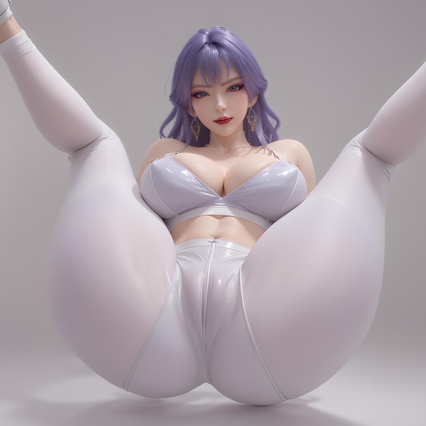 AI Nudes - Thiên Khung tóc tím tất đen cao gót 76P
