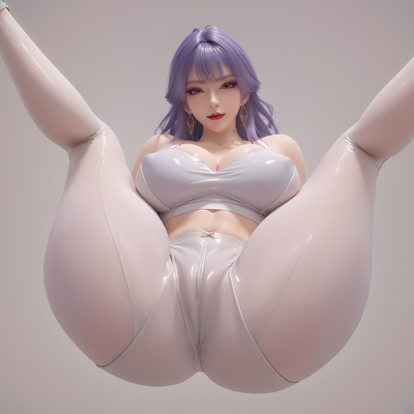 AI Nudes - Thiên Khung tóc tím tất đen cao gót 76P