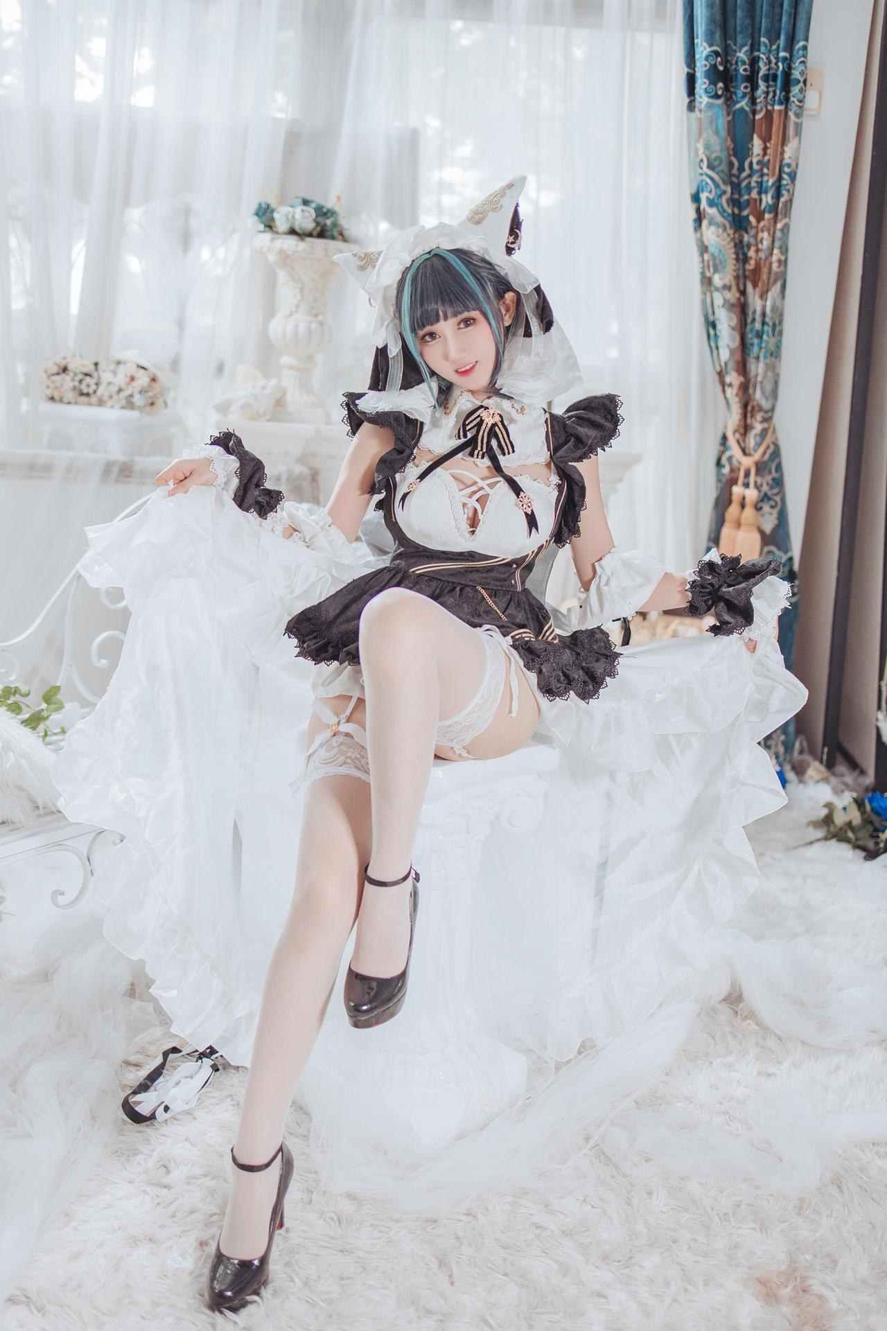 [cosplay] Hanyu Sanwei - アズールレーン チェシャー メイド コスプレ 35P