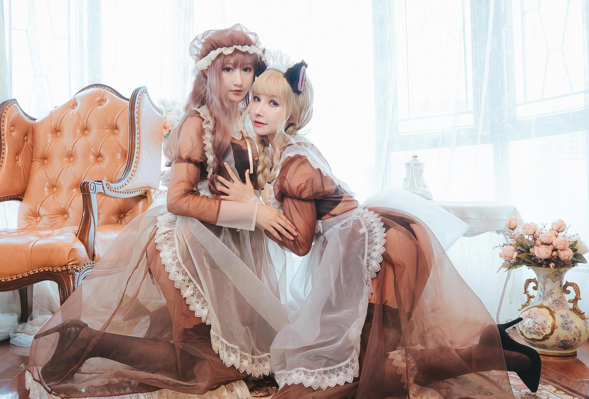 [cosplay] Hanyu Sanwei and Yi Qian Zhi Mao Bohe - シースルーメイド二人組 コスプレ 32P