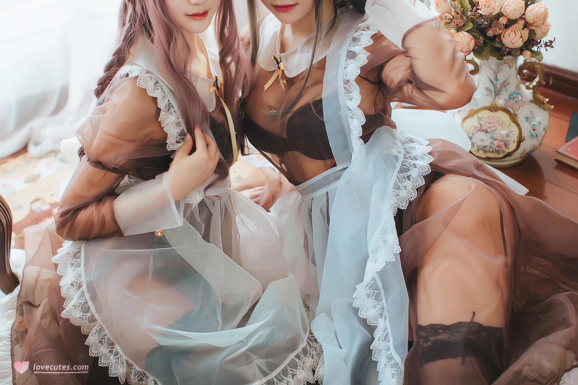 [cosplay] Hanyu Sanwei and Yi Qian Zhi Mao Bohe - シースルーメイド二人組 コスプレ 32P
