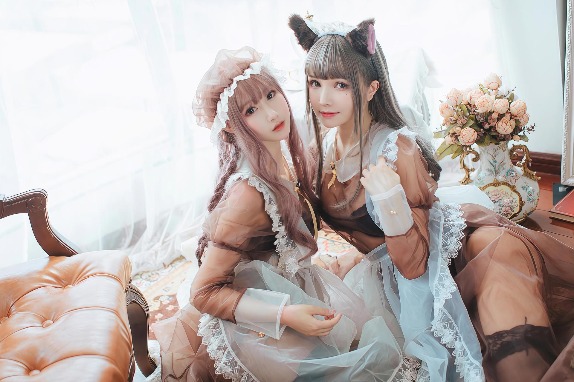 [cosplay] Hanyu Sanwei and Yi Qian Zhi Mao Bohe - シースルーメイド二人組 コスプレ 32P