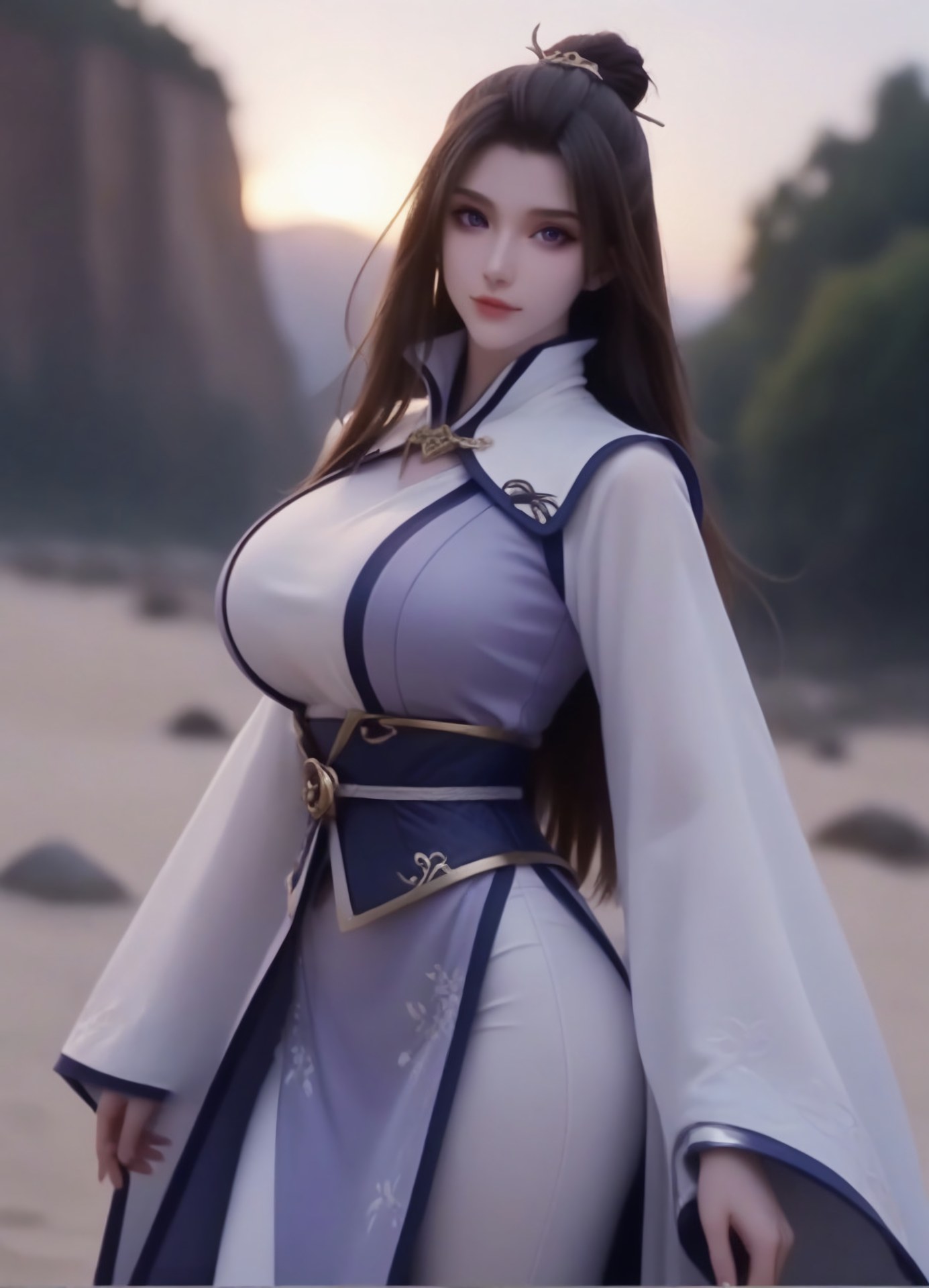 AI Porn - Chu Tinh Kỳ Nhất Niệm Vĩnh Hằng áo tu tiên trắng tím ven biển 105P