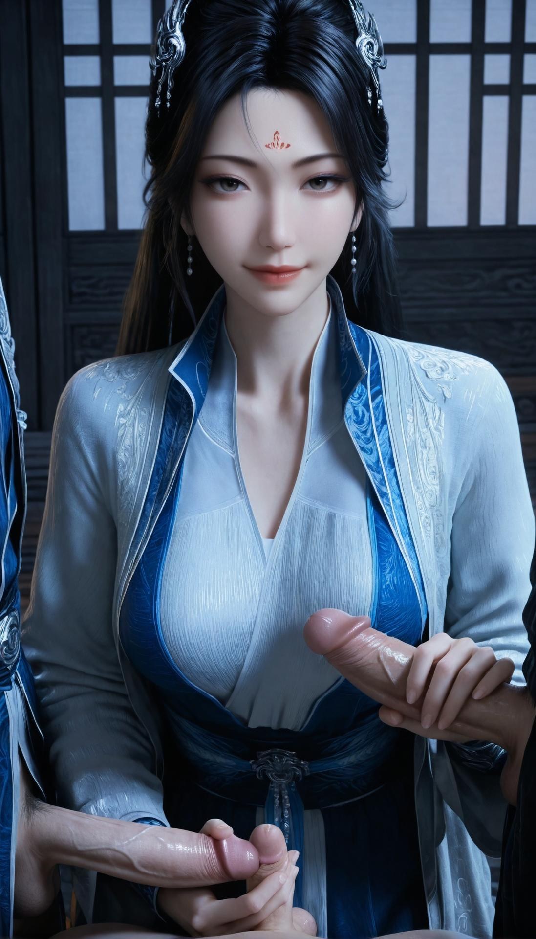 AI Porn - นางกงหว่าน A Record of a Mortal Journey ชุดจีนฟ้าขาว แกลเลอรีผู้ใหญ่ AI 305P