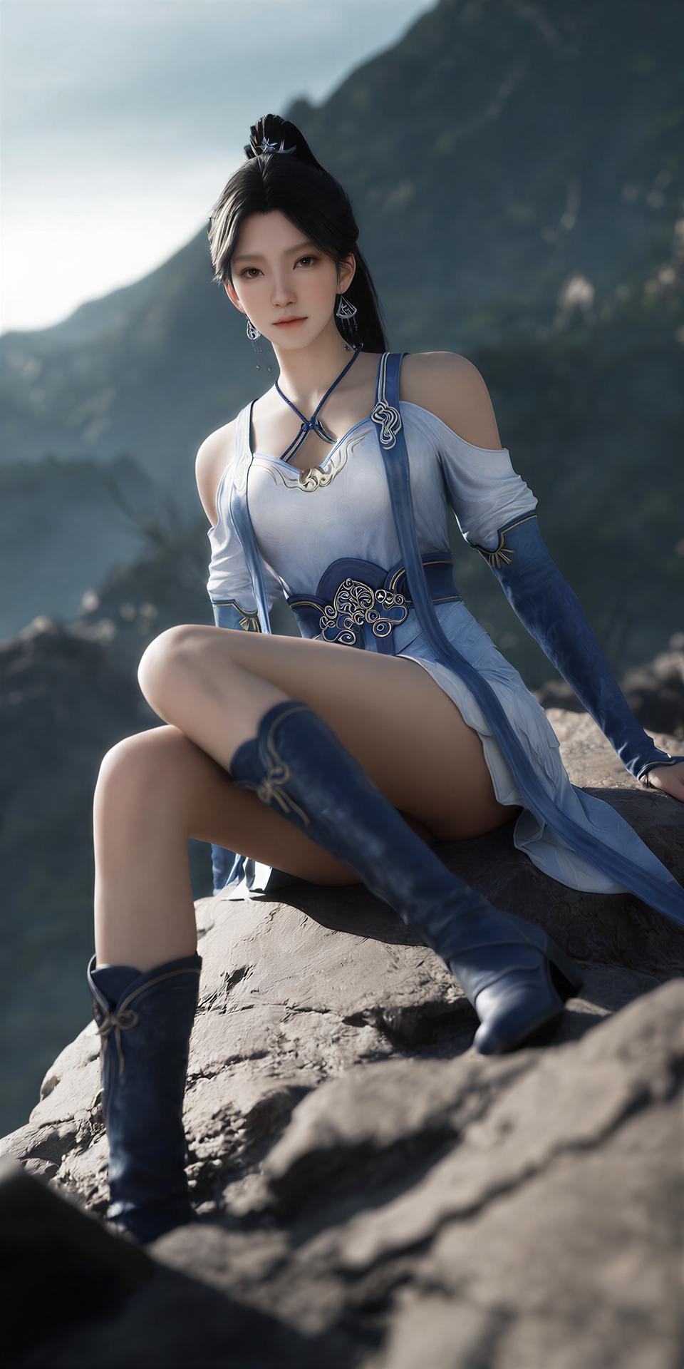 AI Porn - Ye Huiling Blue White Hanfu Mountain Sex 260P