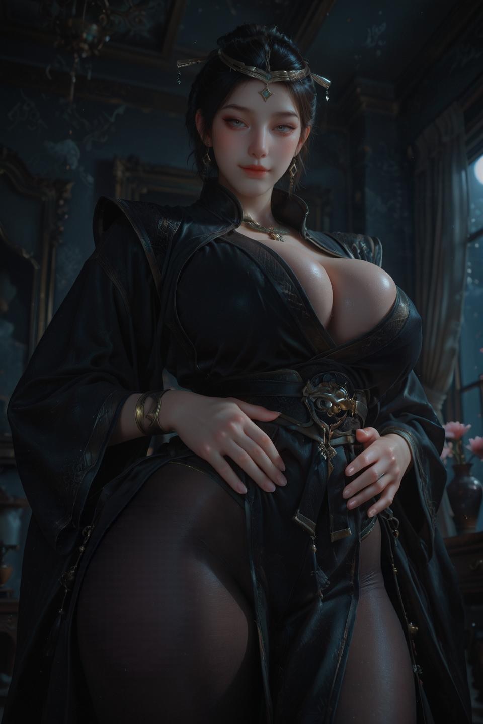 AI Porn - A Record of Mortal Journey Madam Wen Black Veil 50P