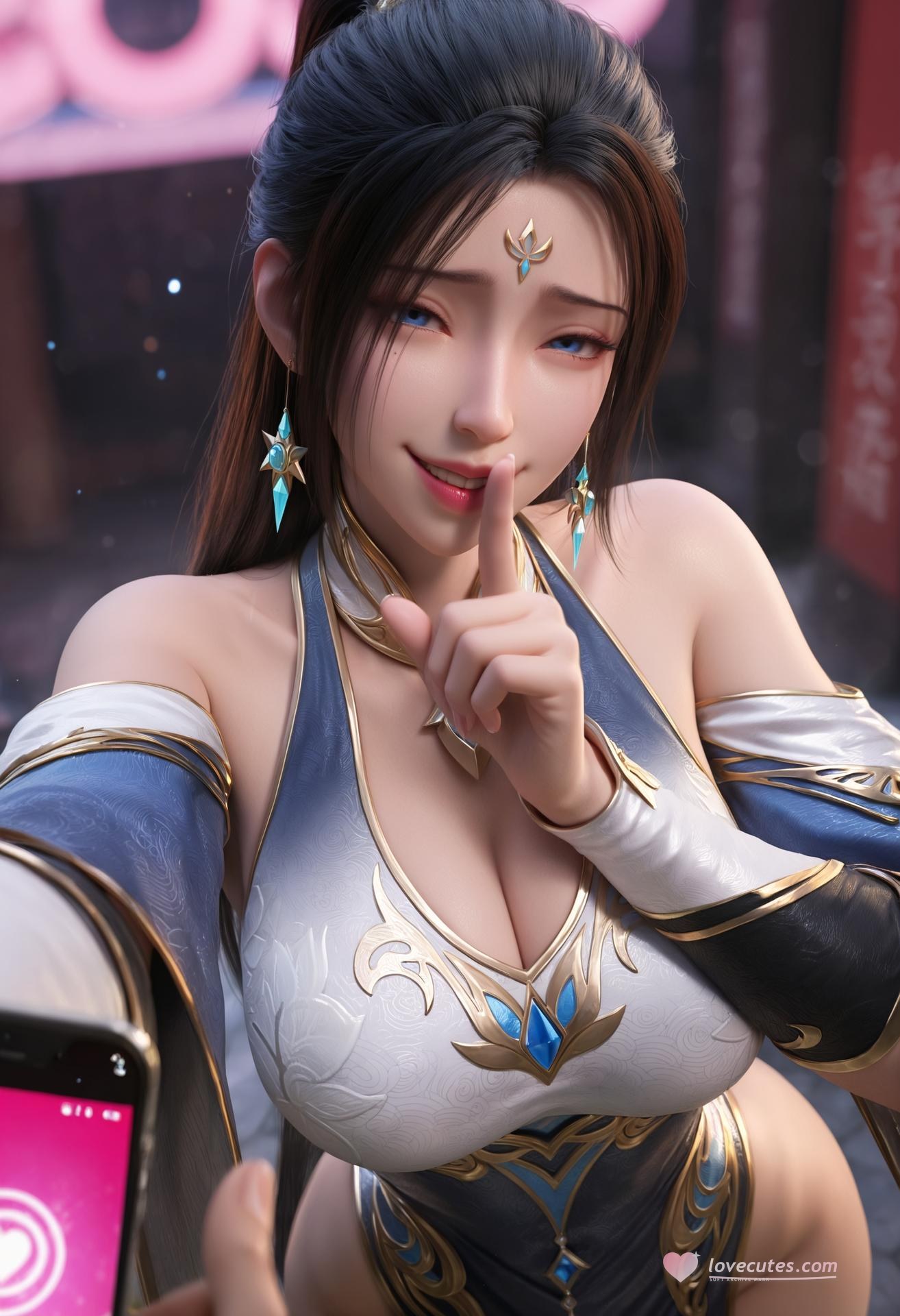 AI Porn - Ji Ningshuang Blue Gold Dress Stockings 135P6V