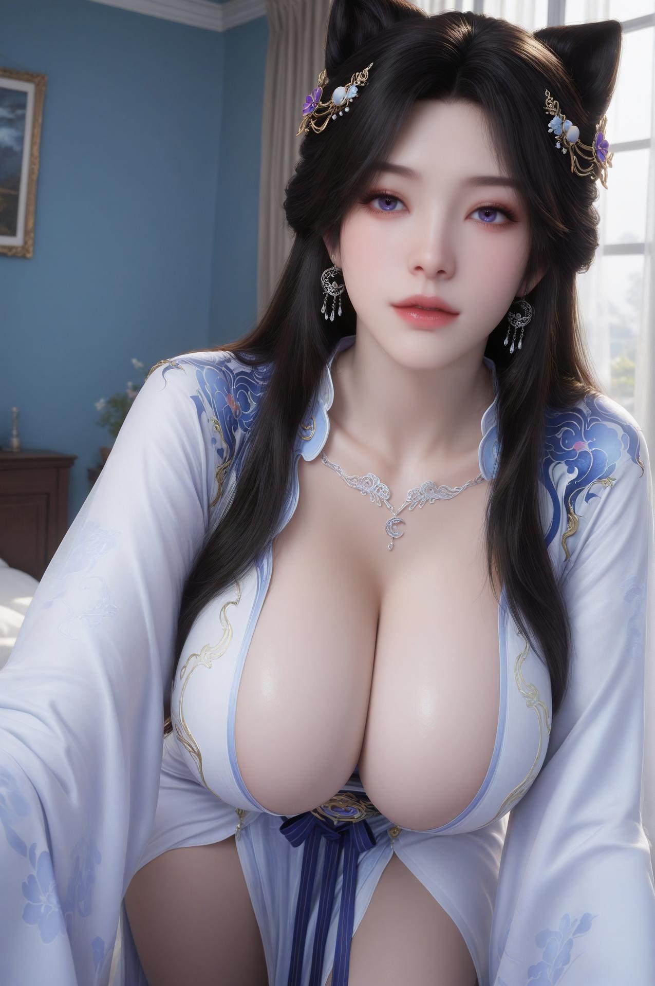 AI Porn - 姫紫月 猫耳赤ランジェリーAI成人画像集 60P