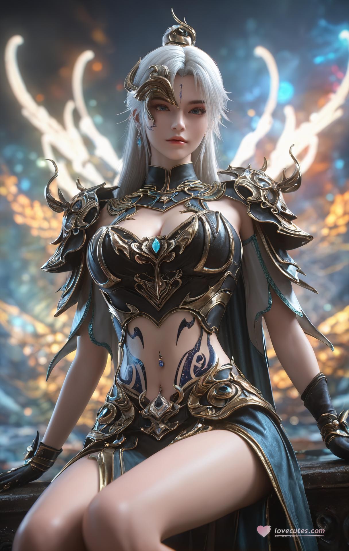 AI Porn - Perfect World Anjie White-Hair Gold Armor Oral Gallery 327P