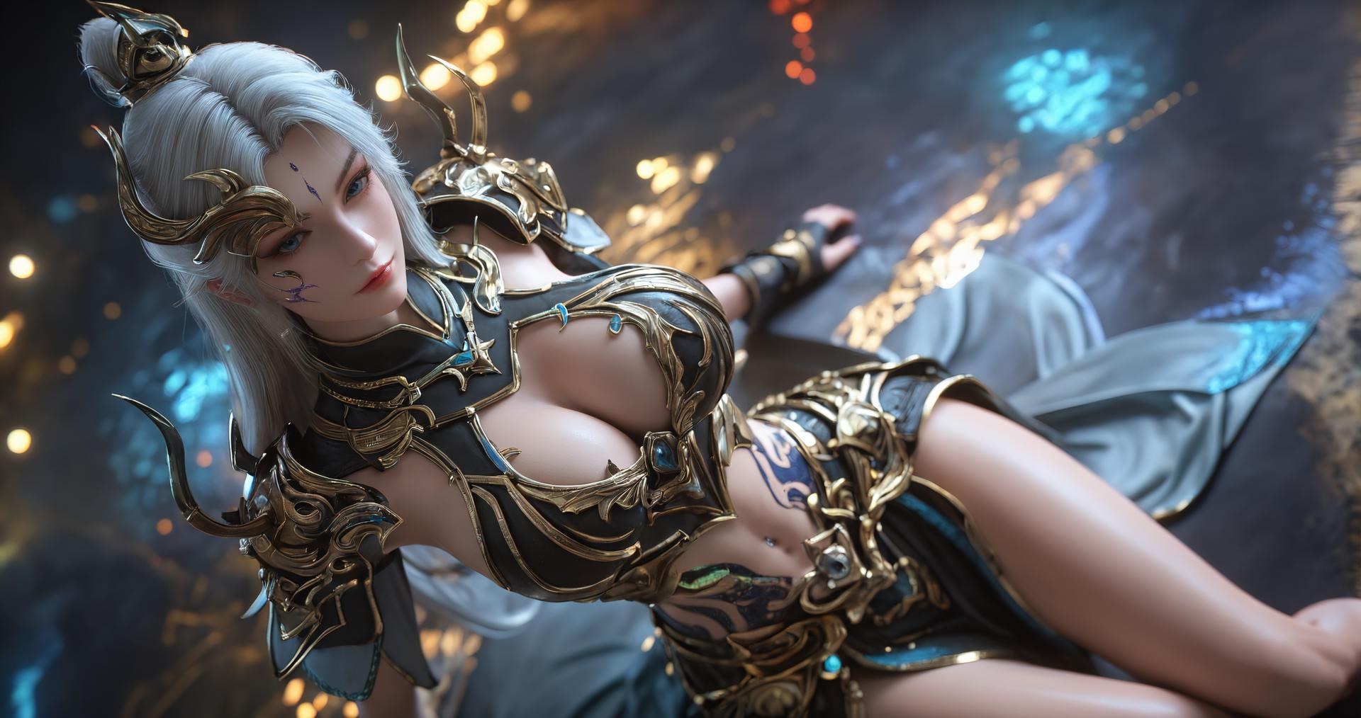 AI Porn - Perfect World Anjie White-Hair Gold Armor Oral Gallery 327P
