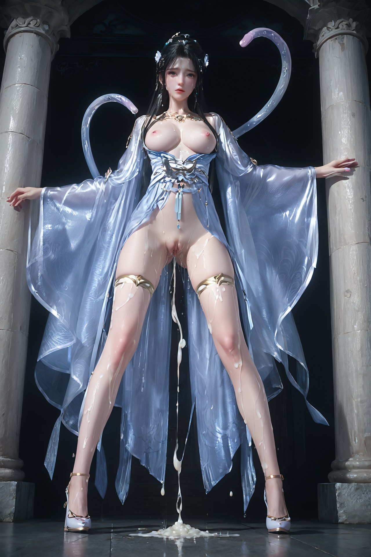 AI Porn - Perfect World Qingyi Blue Hanfu White Stockings 705P